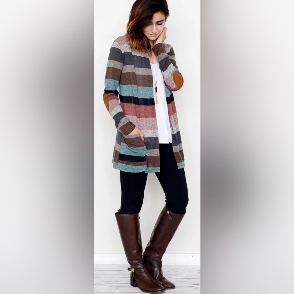 Egs California Striped Multicolor Cardigan NWT